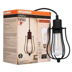 New Sylvania Lowell Vintage Cage Pendant Light with Dimmable LED ST19 Light Bulb